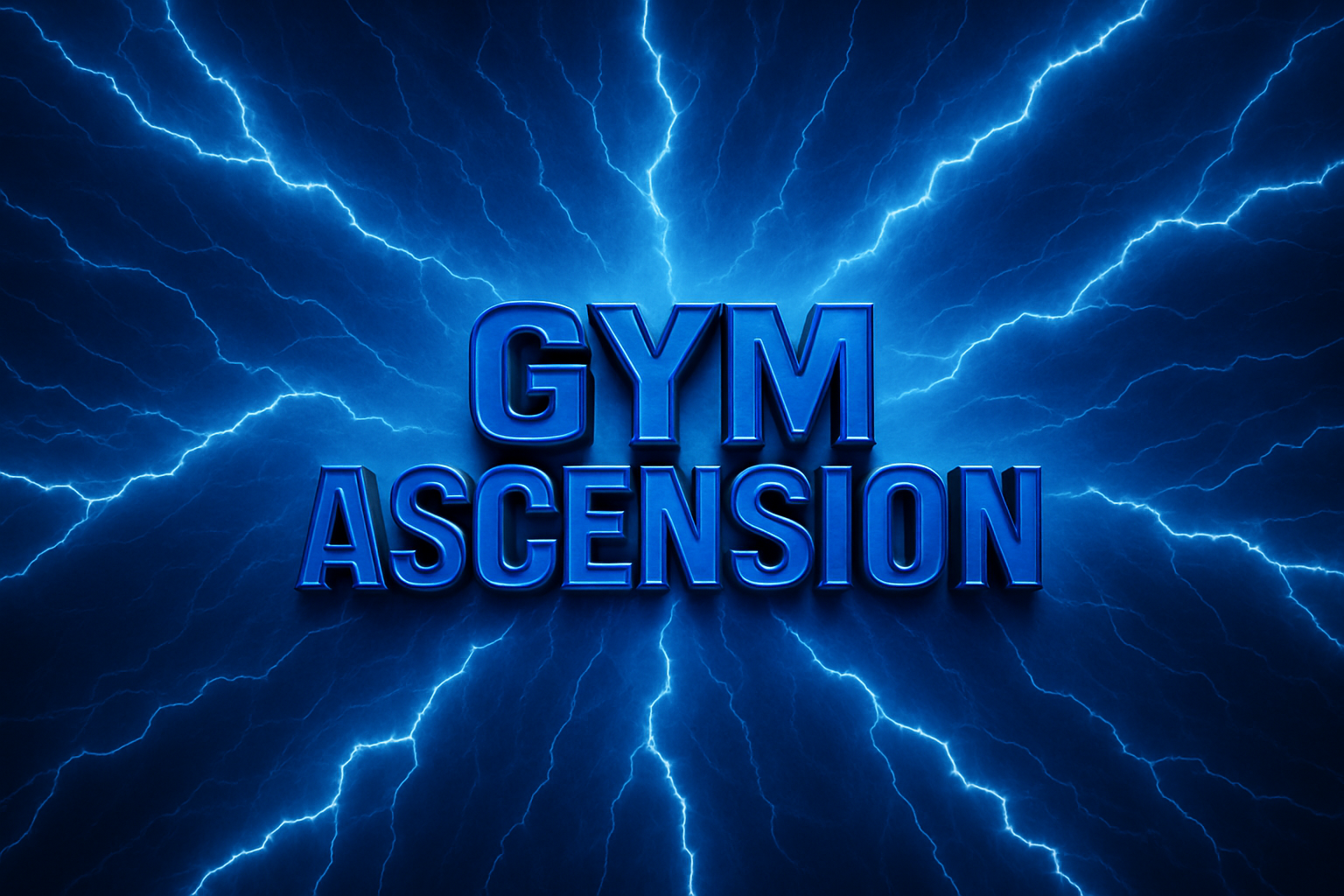 quiero un banner con fondo de rayos azules epicos y en el medio mi logo gym ascension en color azul con reliebe, de tamaño pequeño.